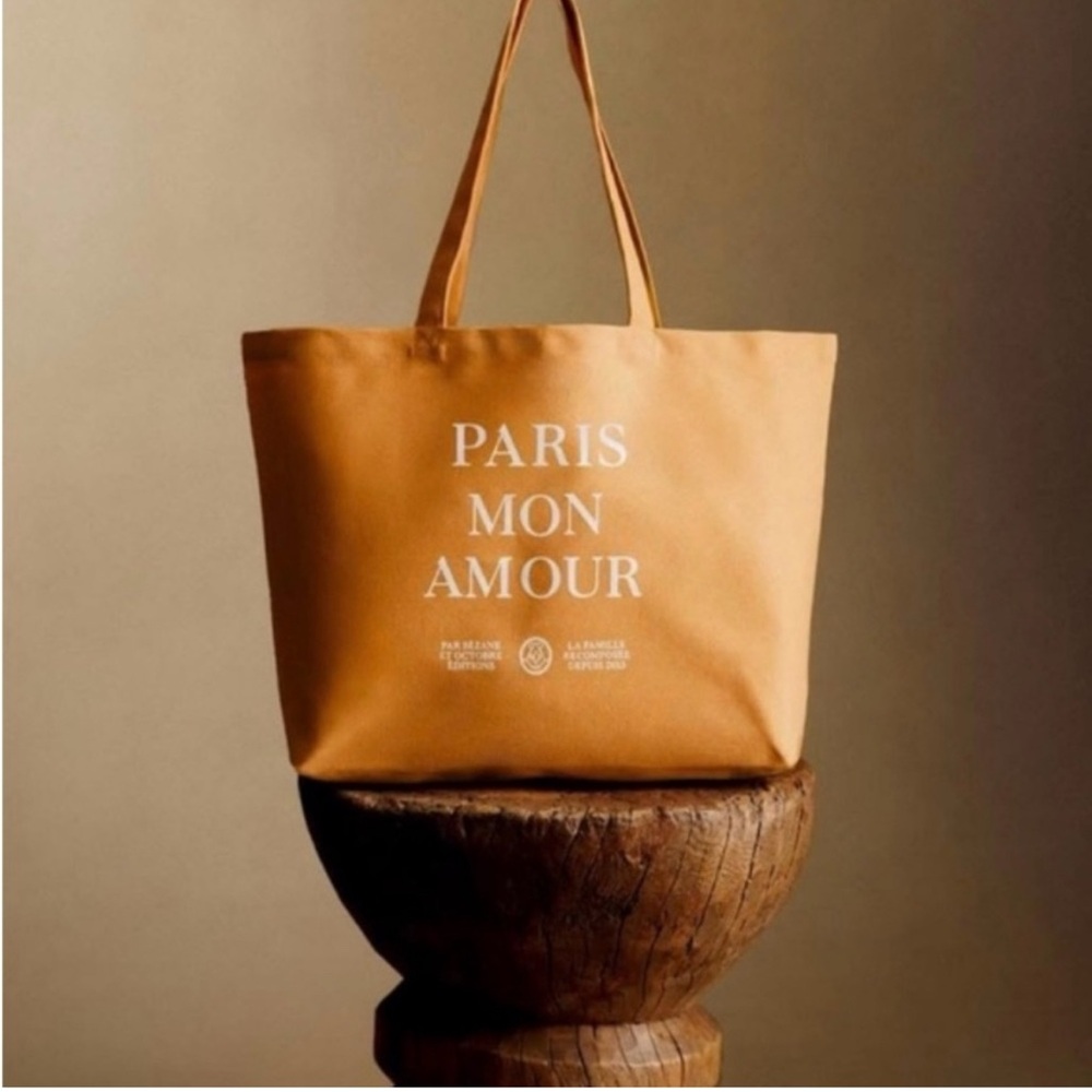 Brand New Sezane Paris Mon Amour Tote Bag in caramel color